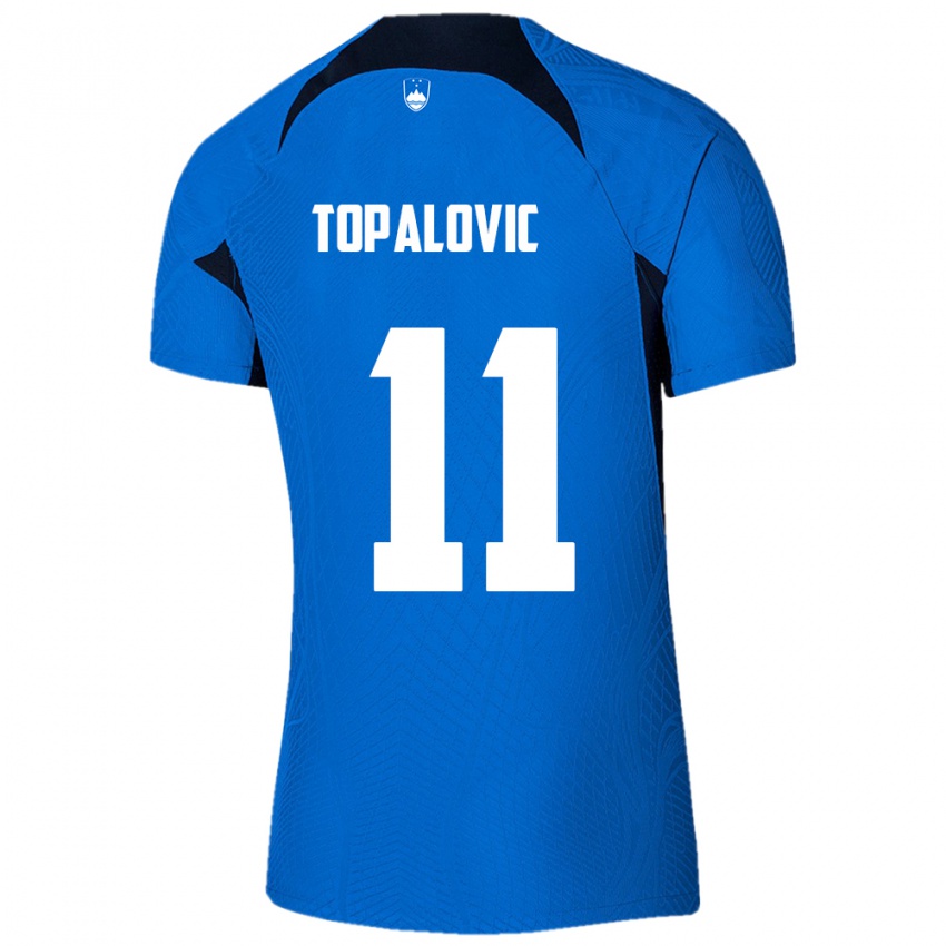 Kinder Slowenien Luka Topalovic #11 Blau Auswärtstrikot Trikot 24-26 T-Shirt Österreich