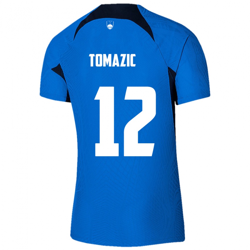 Kinder Slowenien Lukas Tomazic #12 Blau Auswärtstrikot Trikot 24-26 T-Shirt Österreich