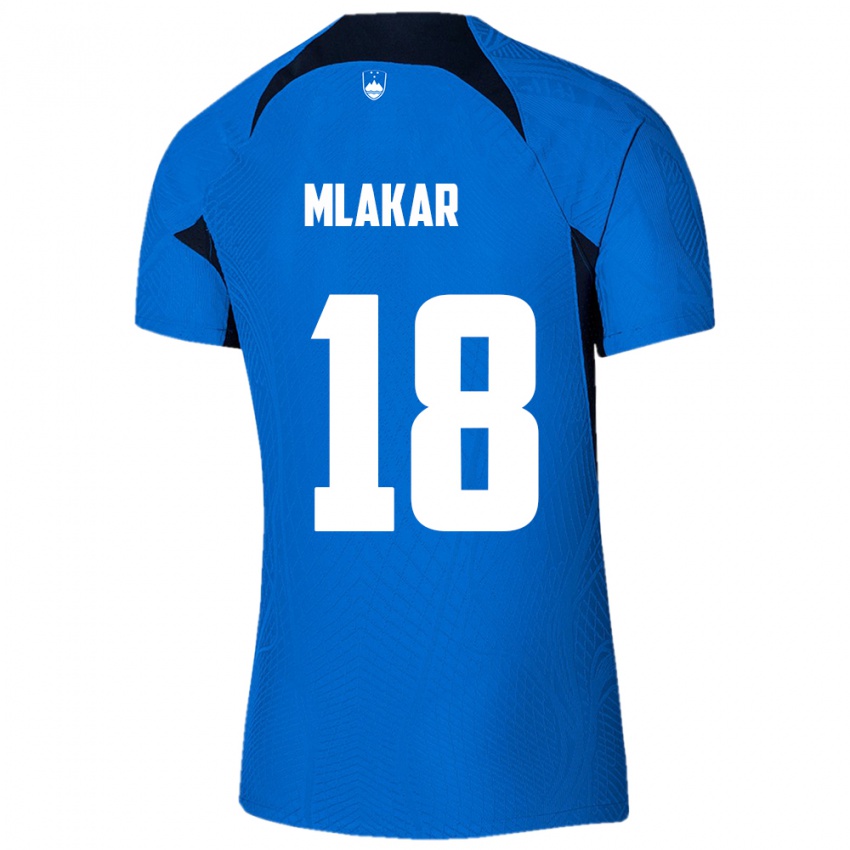 Kinder Slowenien Luka Mlakar #18 Blau Auswärtstrikot Trikot 24-26 T-Shirt Österreich