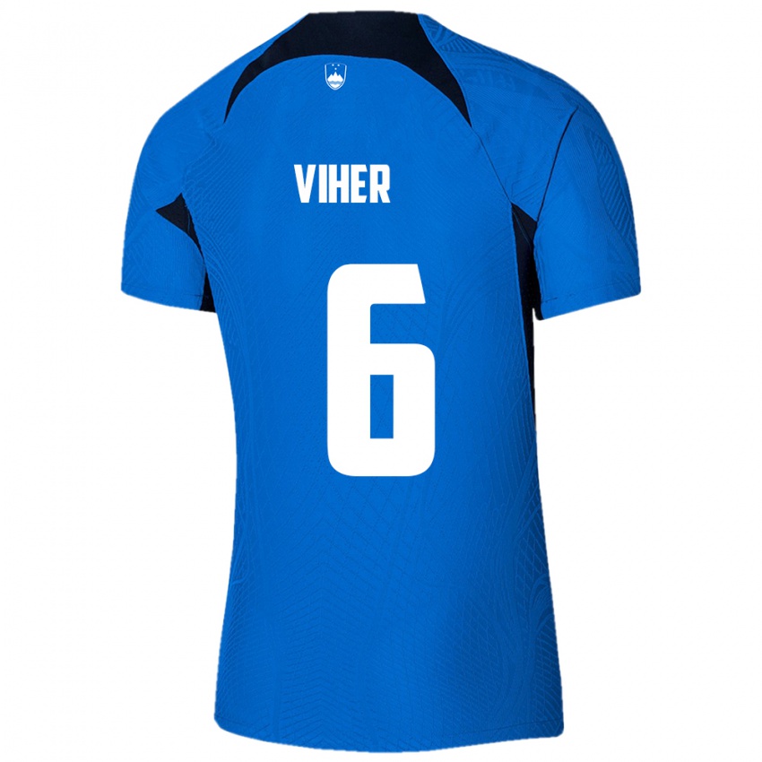 Kinder Slowenien Nejc Viher #6 Blau Auswärtstrikot Trikot 24-26 T-Shirt Österreich