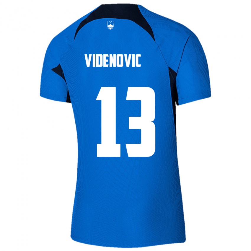 Kinder Slowenien Denis Videnovic #13 Blau Auswärtstrikot Trikot 24-26 T-Shirt Österreich