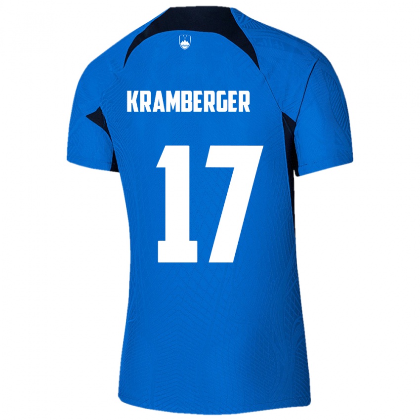 Kinder Slowenien Enej Kramberger #17 Blau Auswärtstrikot Trikot 24-26 T-Shirt Österreich