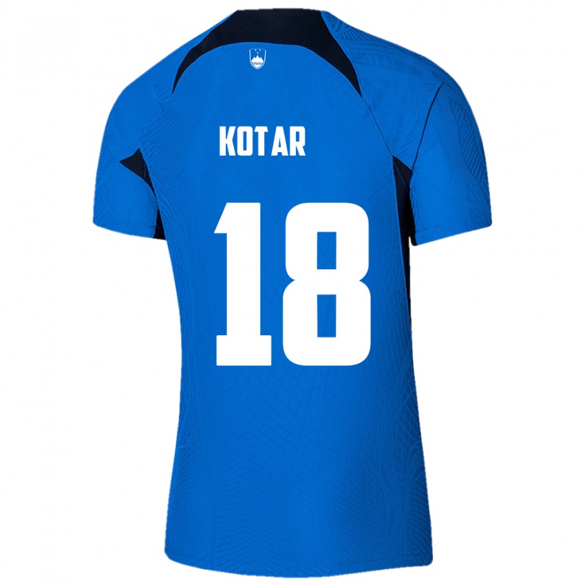 Kinder Slowenien Tristan Kotar #18 Blau Auswärtstrikot Trikot 24-26 T-Shirt Österreich
