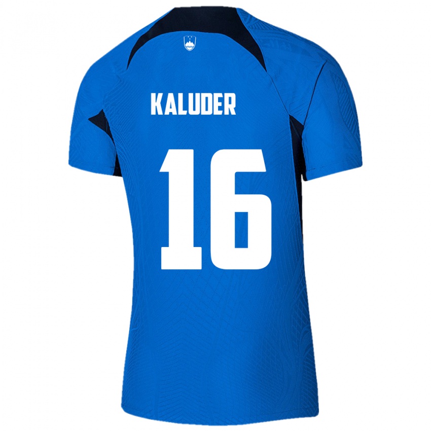 Kinder Slowenien Grega Kaluder #16 Blau Auswärtstrikot Trikot 24-26 T-Shirt Österreich