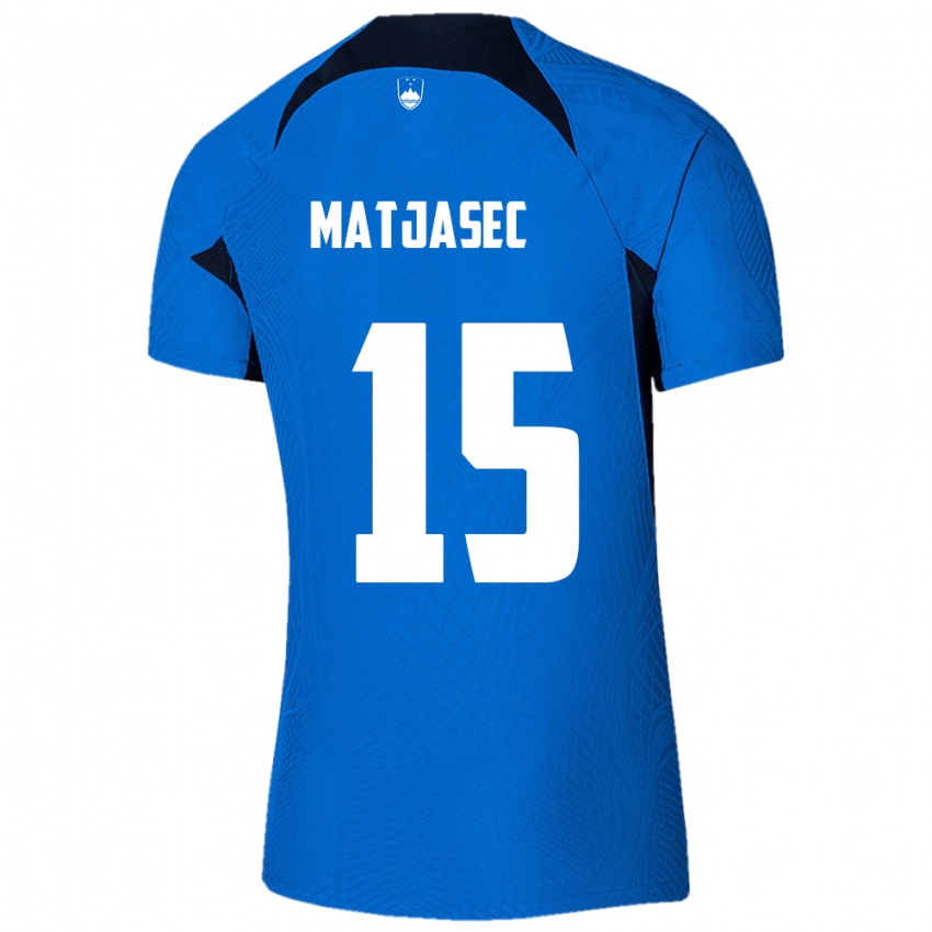 Kinder Slowenien Miha Matjasec #15 Blau Auswärtstrikot Trikot 24-26 T-Shirt Österreich