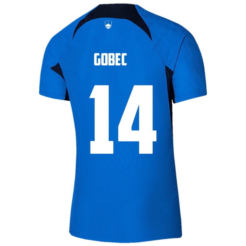 Kinder Slowenien Stijan Gobec #14 Blau Auswärtstrikot Trikot 24-26 T-Shirt Österreich