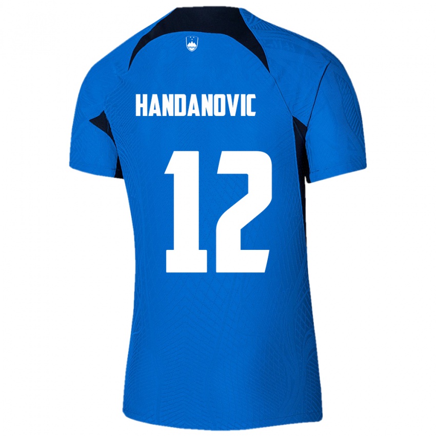 Kinder Slowenien Tanej Handanovic #12 Blau Auswärtstrikot Trikot 24-26 T-Shirt Österreich