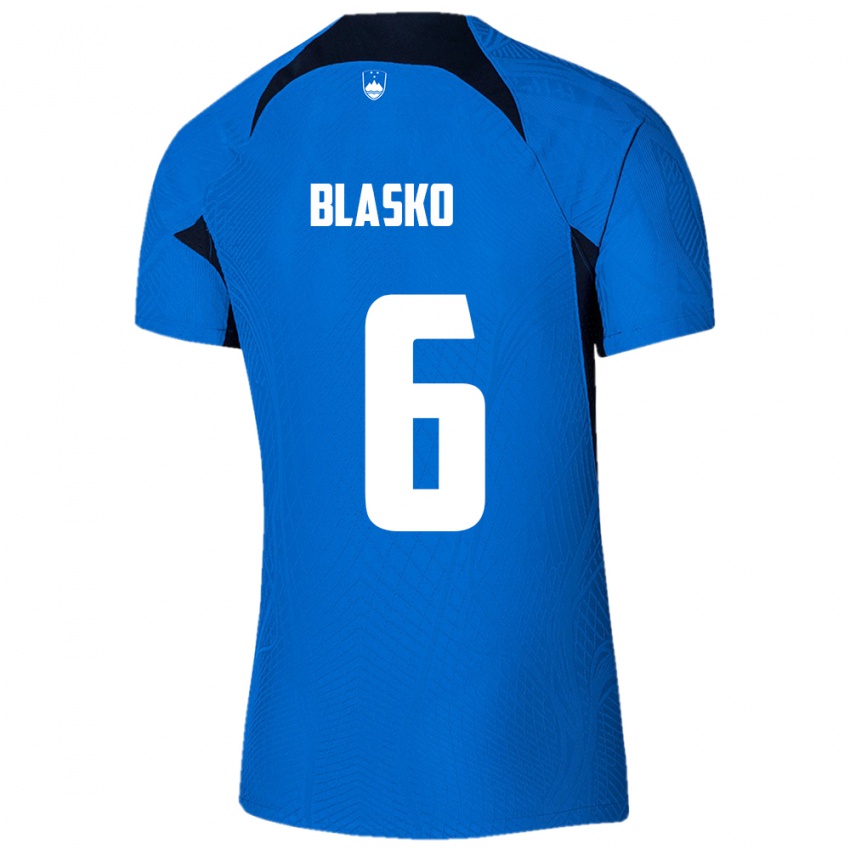 Kinder Slowenien Svit Blasko #6 Blau Auswärtstrikot Trikot 24-26 T-Shirt Österreich