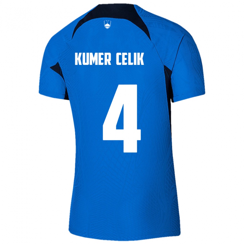 Kinder Slowenien An Kumer Celik #4 Blau Auswärtstrikot Trikot 24-26 T-Shirt Österreich