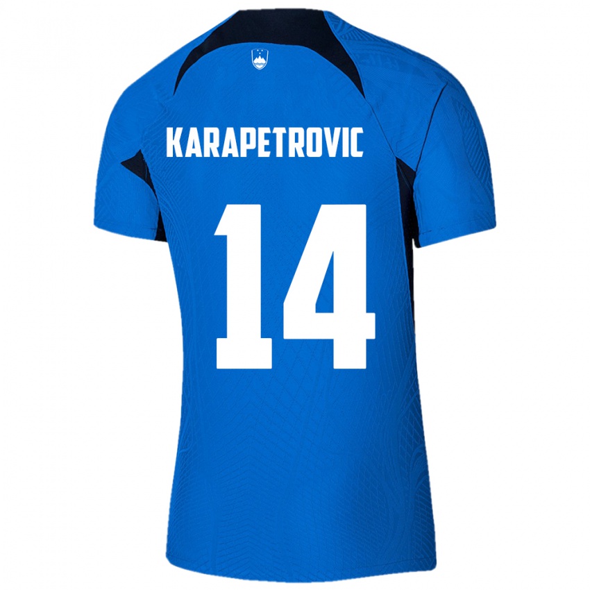 Kinder Slowenien Luka Karapetrovic #14 Blau Auswärtstrikot Trikot 24-26 T-Shirt Österreich