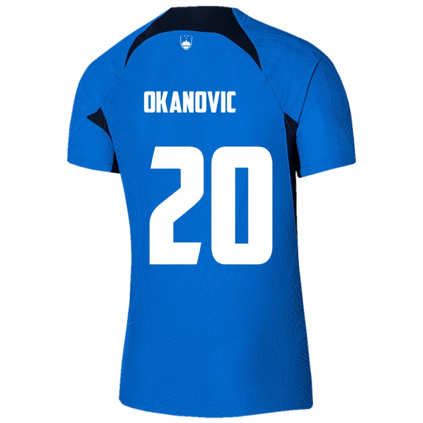 Kinder Slowenien Deen Okanovic #20 Blau Auswärtstrikot Trikot 24-26 T-Shirt Österreich