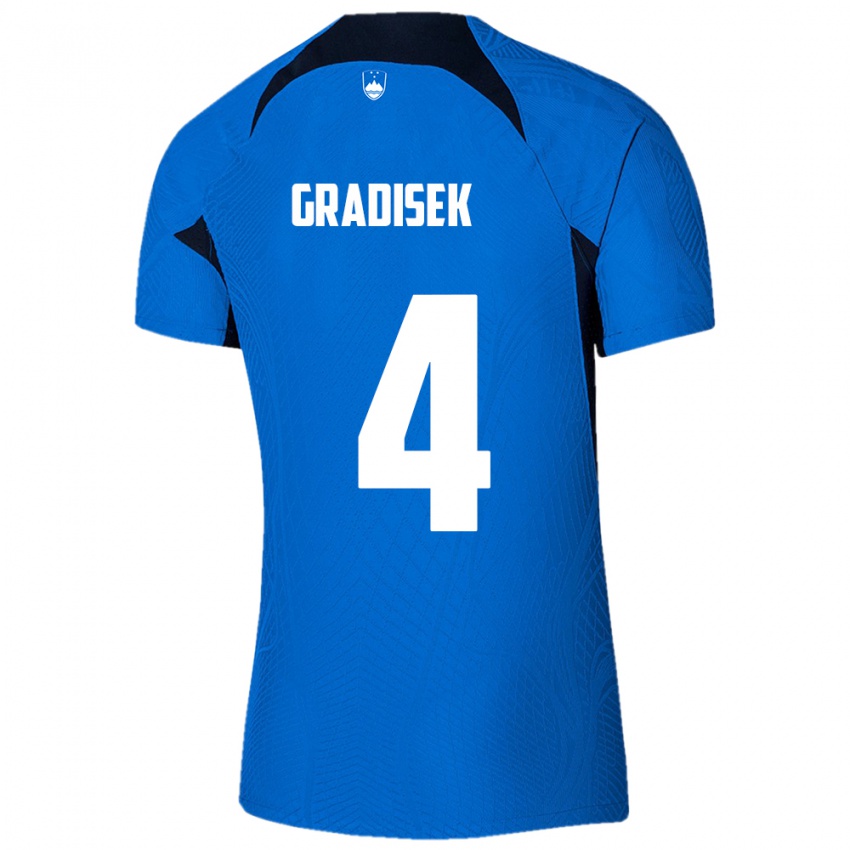 Kinder Slowenien Sara Gradišek #4 Blau Auswärtstrikot Trikot 24-26 T-Shirt Österreich