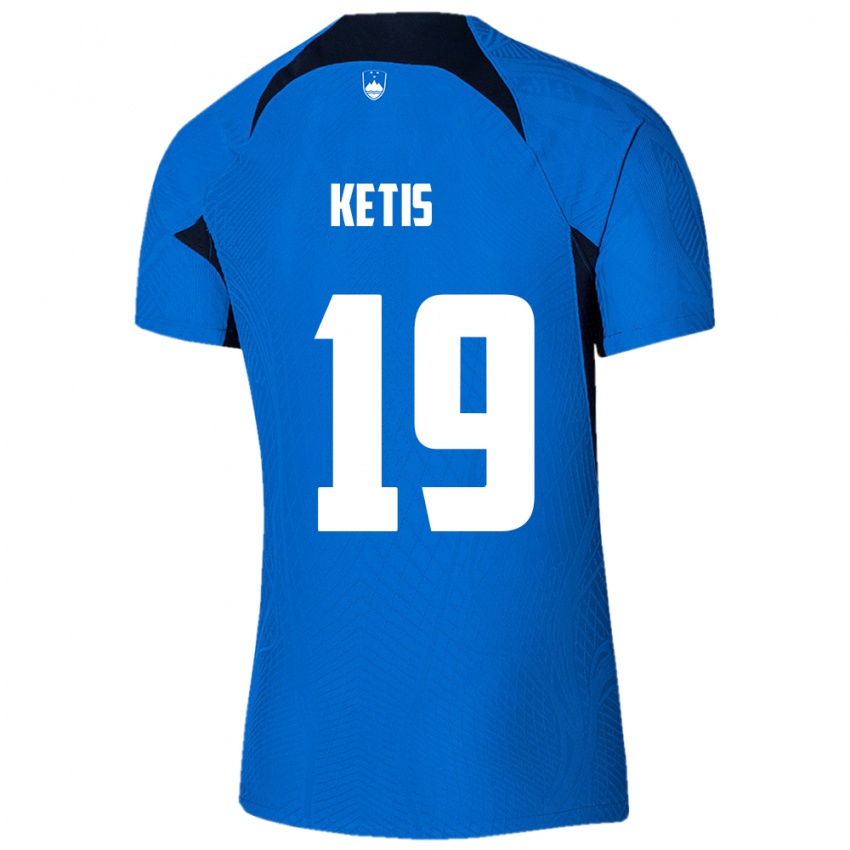 Kinder Slowenien Sara Ketiš #19 Blau Auswärtstrikot Trikot 24-26 T-Shirt Österreich