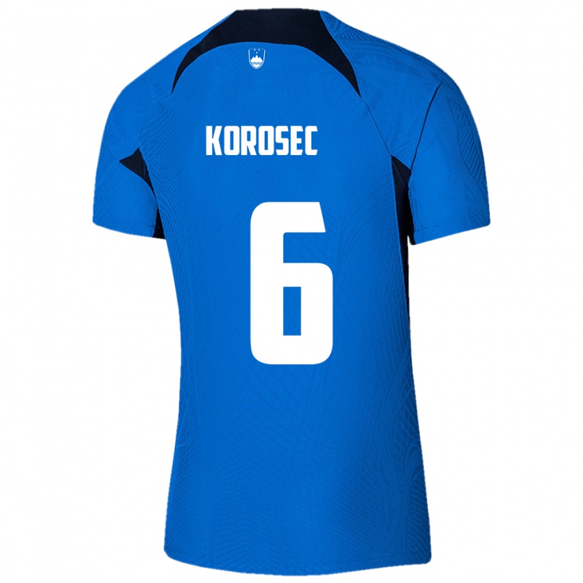 Kinder Slowenien Kaja Korošec #6 Blau Auswärtstrikot Trikot 24-26 T-Shirt Österreich