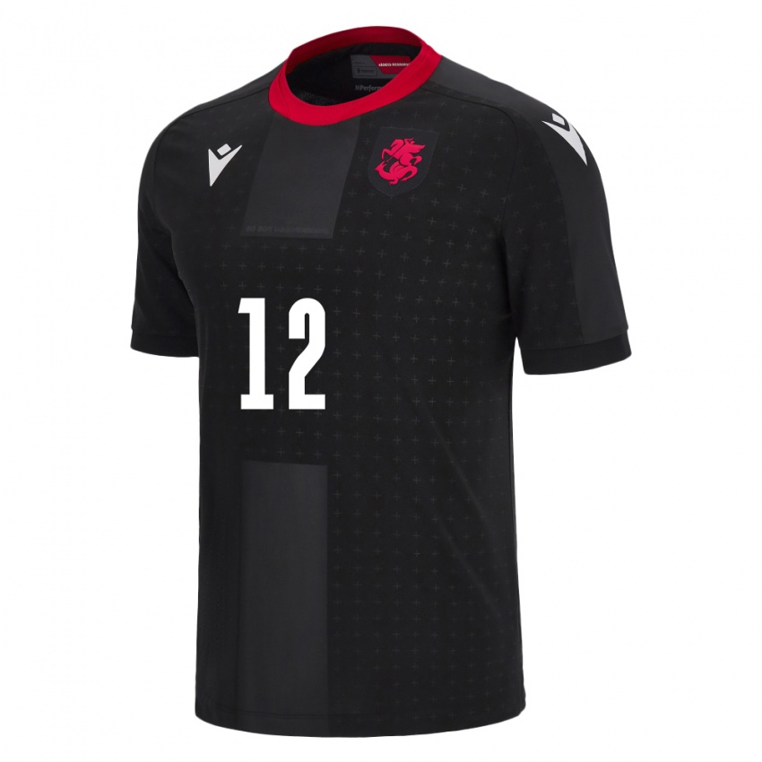 Kinder Georgien Luka Gugeshashvili #12 Schwarz Auswärtstrikot Trikot 24-26 T-Shirt Österreich