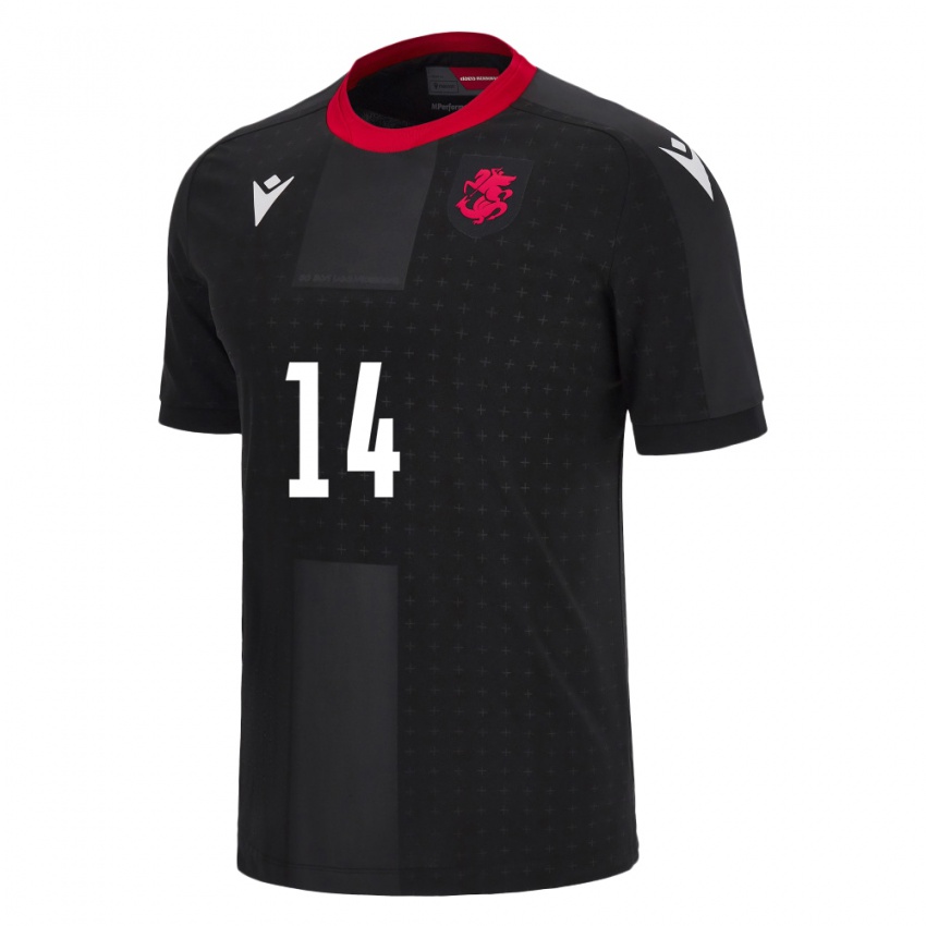 Kinder Georgien Alexandre Kutateladze #14 Schwarz Auswärtstrikot Trikot 24-26 T-Shirt Österreich