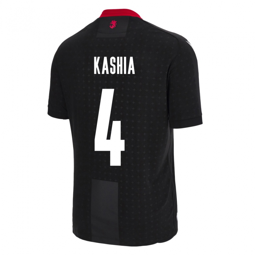 Kinder Georgien Guram Kashia #4 Schwarz Auswärtstrikot Trikot 24-26 T-Shirt Österreich