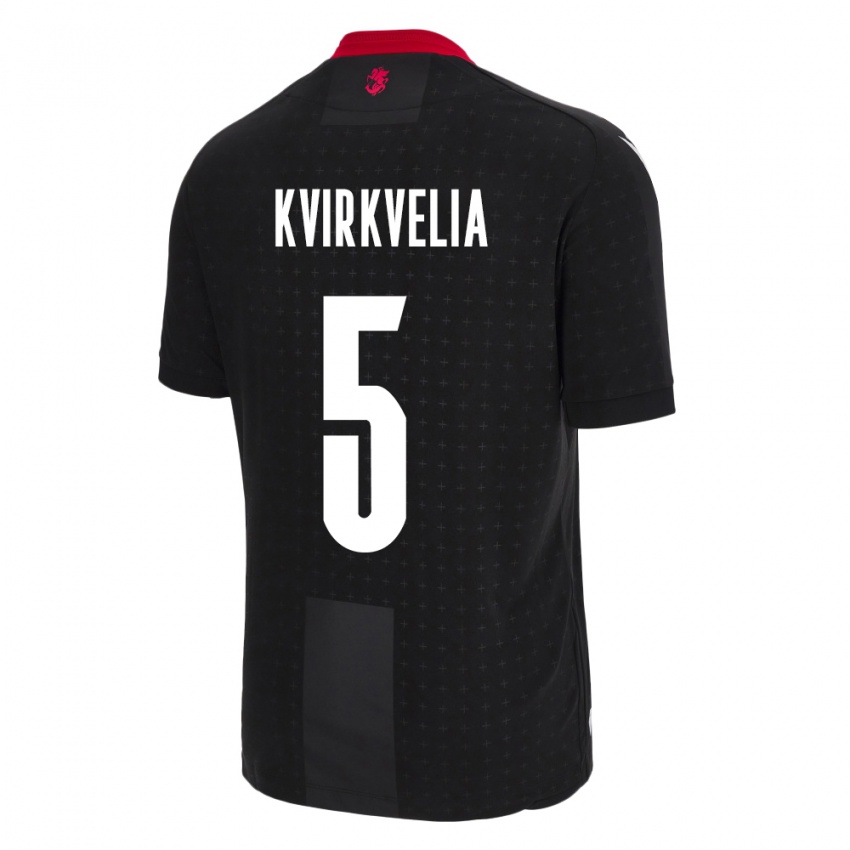 Kinder Georgien Solomon Kvirkvelia #5 Schwarz Auswärtstrikot Trikot 24-26 T-Shirt Österreich