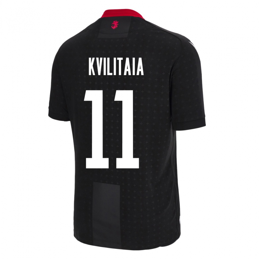 Kinder Georgien Giorgi Kvilitaia #11 Schwarz Auswärtstrikot Trikot 24-26 T-Shirt Österreich