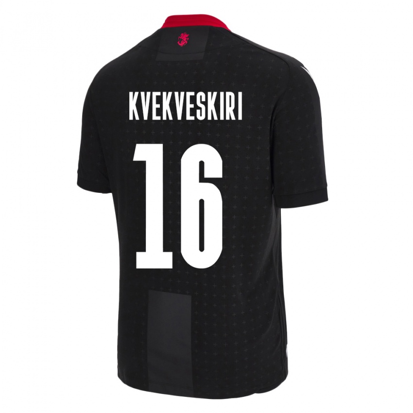 Kinder Georgien Nika Kvekveskiri #16 Schwarz Auswärtstrikot Trikot 24-26 T-Shirt Österreich