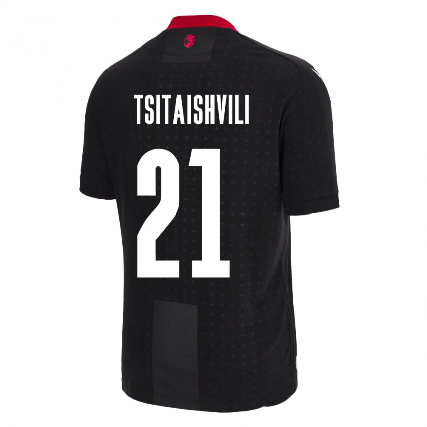 Kinder Georgien Georgiy Tsitaishvili #21 Schwarz Auswärtstrikot Trikot 24-26 T-Shirt Österreich