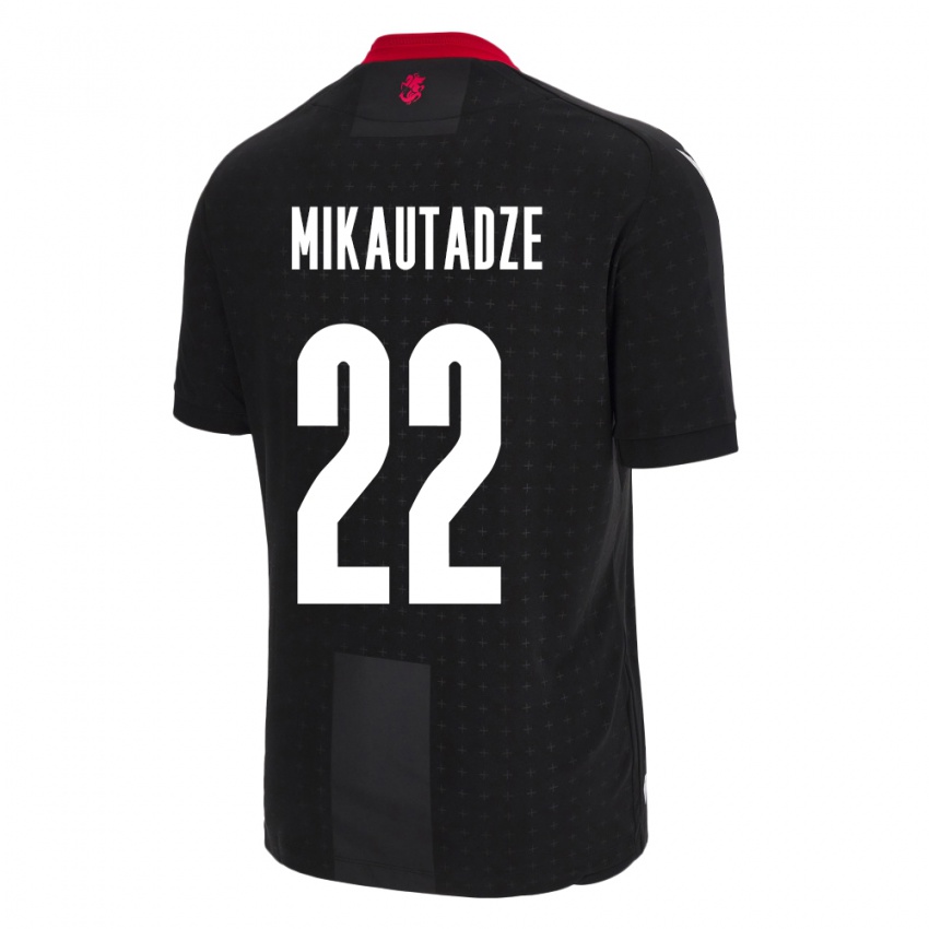 Kinder Georgien Georges Mikautadze #22 Schwarz Auswärtstrikot Trikot 24-26 T-Shirt Österreich