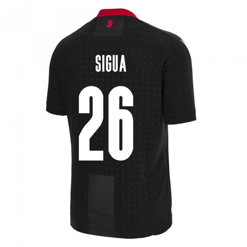 Kinder Georgien Gabriel Sigua #26 Schwarz Auswärtstrikot Trikot 24-26 T-Shirt Österreich