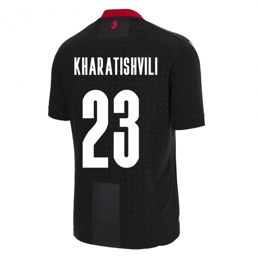 Kinder Georgien Luka Kharatishvili #23 Schwarz Auswärtstrikot Trikot 24-26 T-Shirt Österreich