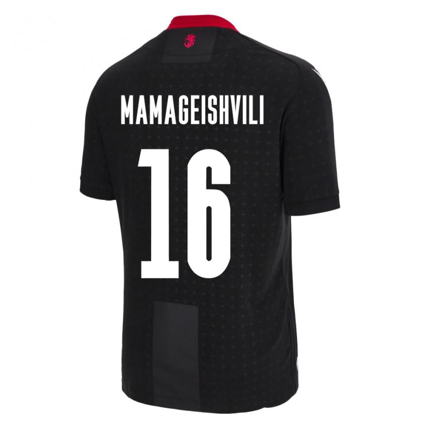 Kinder Georgien Gizo Mamageishvili #16 Schwarz Auswärtstrikot Trikot 24-26 T-Shirt Österreich