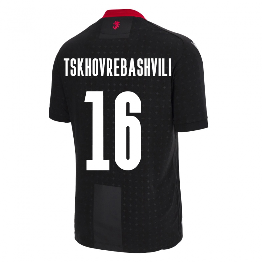 Kinder Georgien Nikoloz Tskhovrebashvili #16 Schwarz Auswärtstrikot Trikot 24-26 T-Shirt Österreich