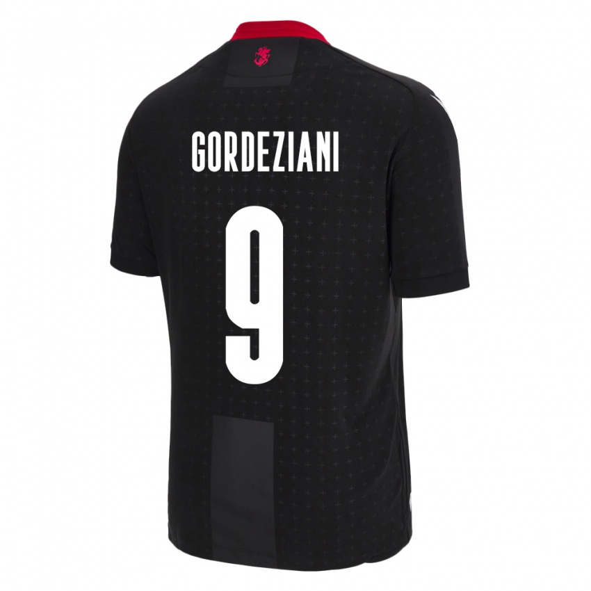 Kinder Georgien Vasilios Gordeziani #9 Schwarz Auswärtstrikot Trikot 24-26 T-Shirt Österreich