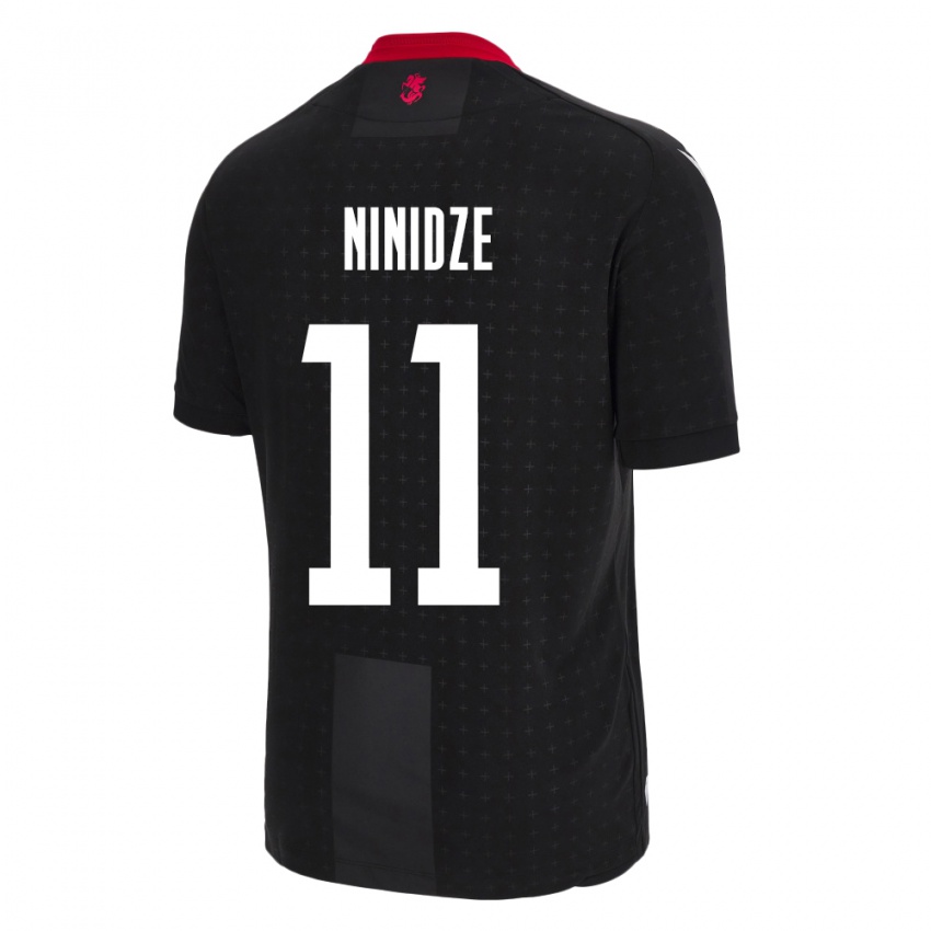 Kinder Georgien Nikoloz Ninidze #11 Schwarz Auswärtstrikot Trikot 24-26 T-Shirt Österreich