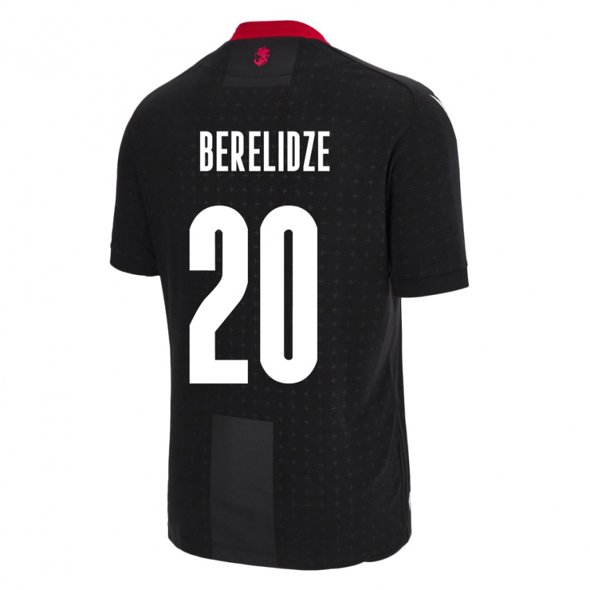 Kinder Georgien Tsotne Berelidze #20 Schwarz Auswärtstrikot Trikot 24-26 T-Shirt Österreich