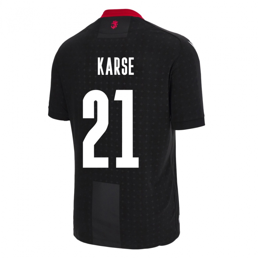 Kinder Georgien Karse #21 Schwarz Auswärtstrikot Trikot 24-26 T-Shirt Österreich