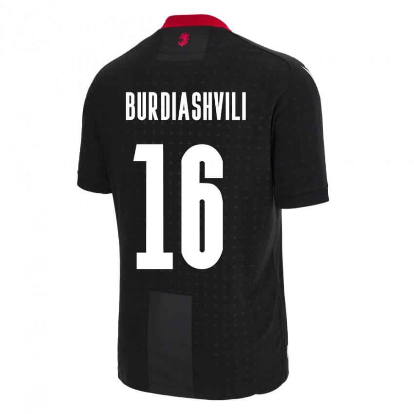 Kinder Georgien Beka Burdiashvili #16 Schwarz Auswärtstrikot Trikot 24-26 T-Shirt Österreich