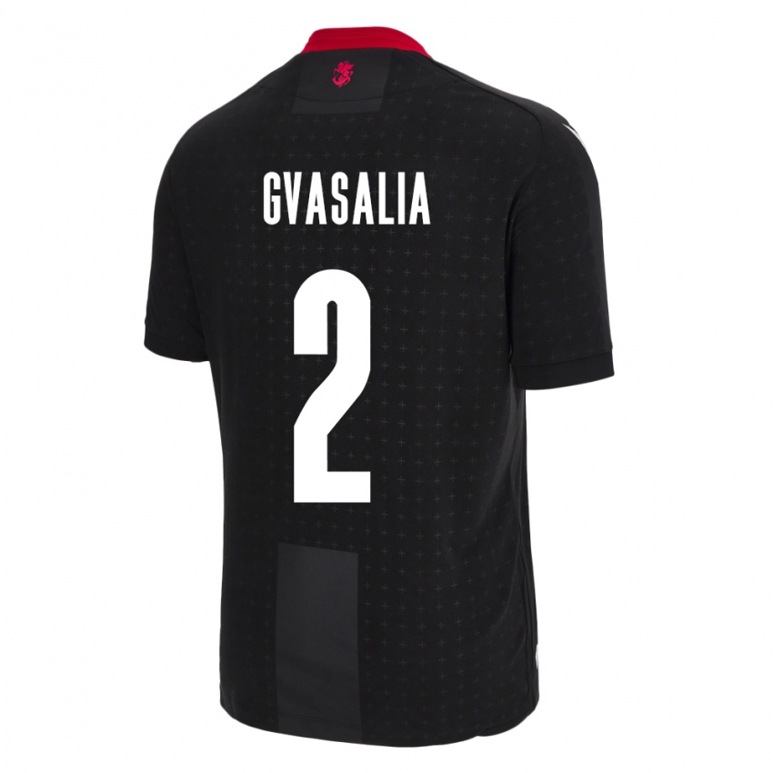 Kinder Georgien Giorgi Gvasalia #2 Schwarz Auswärtstrikot Trikot 24-26 T-Shirt Österreich