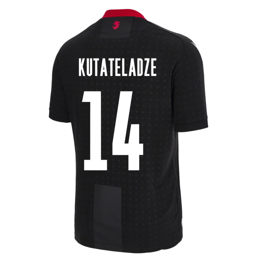 Kinder Georgien Alexandre Kutateladze #14 Schwarz Auswärtstrikot Trikot 24-26 T-Shirt Österreich