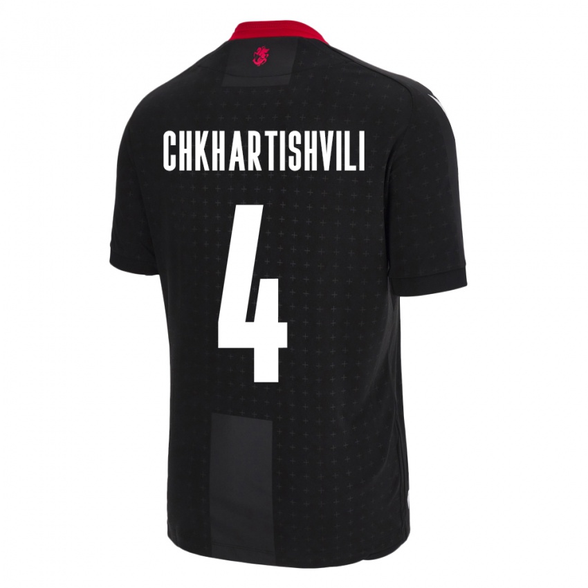 Kinder Georgien Nino Chkhartishvili #4 Schwarz Auswärtstrikot Trikot 24-26 T-Shirt Österreich