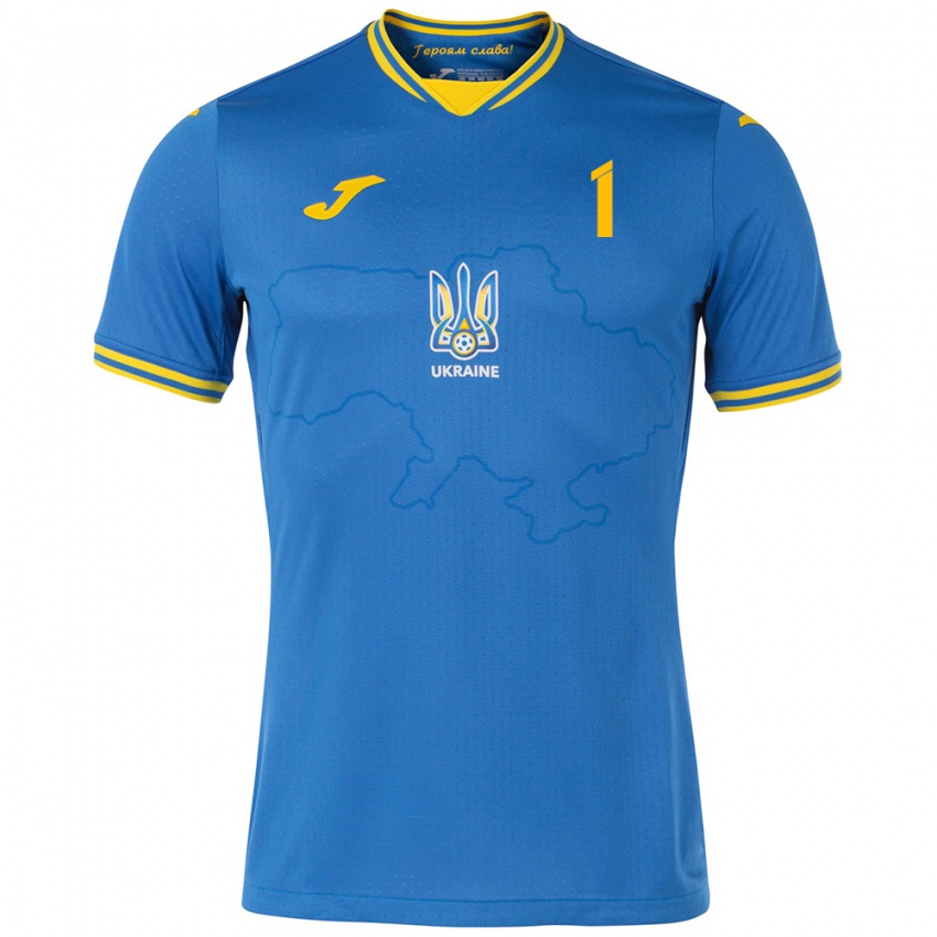 Kinder Ukraine Georgiy Bushchan #1 Blau Auswärtstrikot Trikot 24-26 T-Shirt Österreich