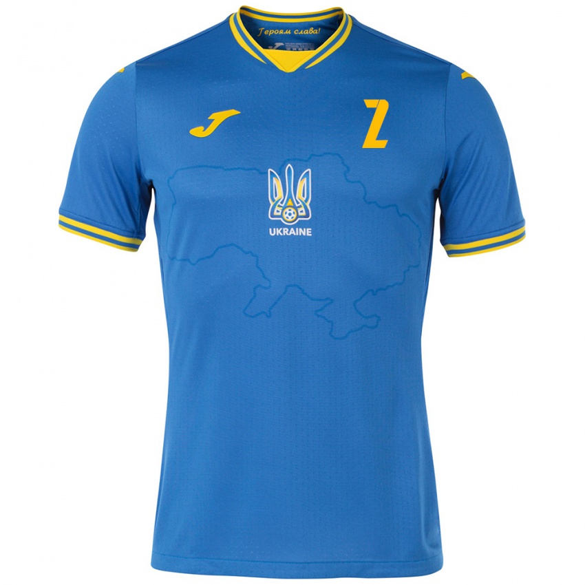 Kinder Ukraine Vitaliy Roman #2 Blau Auswärtstrikot Trikot 24-26 T-Shirt Österreich