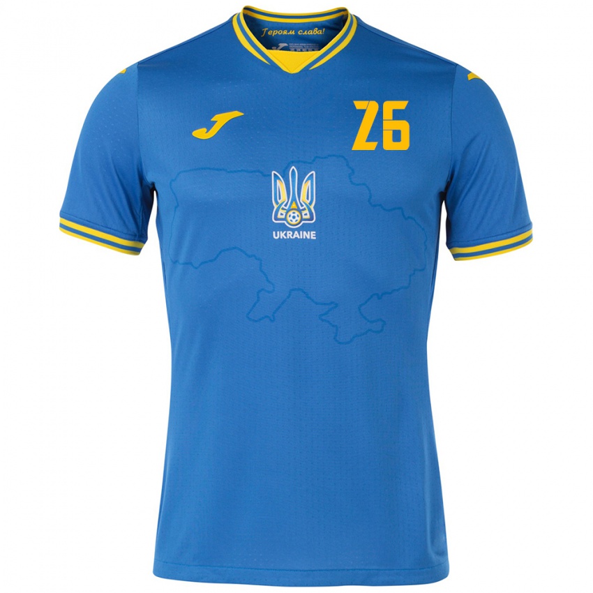 Kinder Ukraine Bogdan Mykhaylichenko #26 Blau Auswärtstrikot Trikot 24-26 T-Shirt Österreich