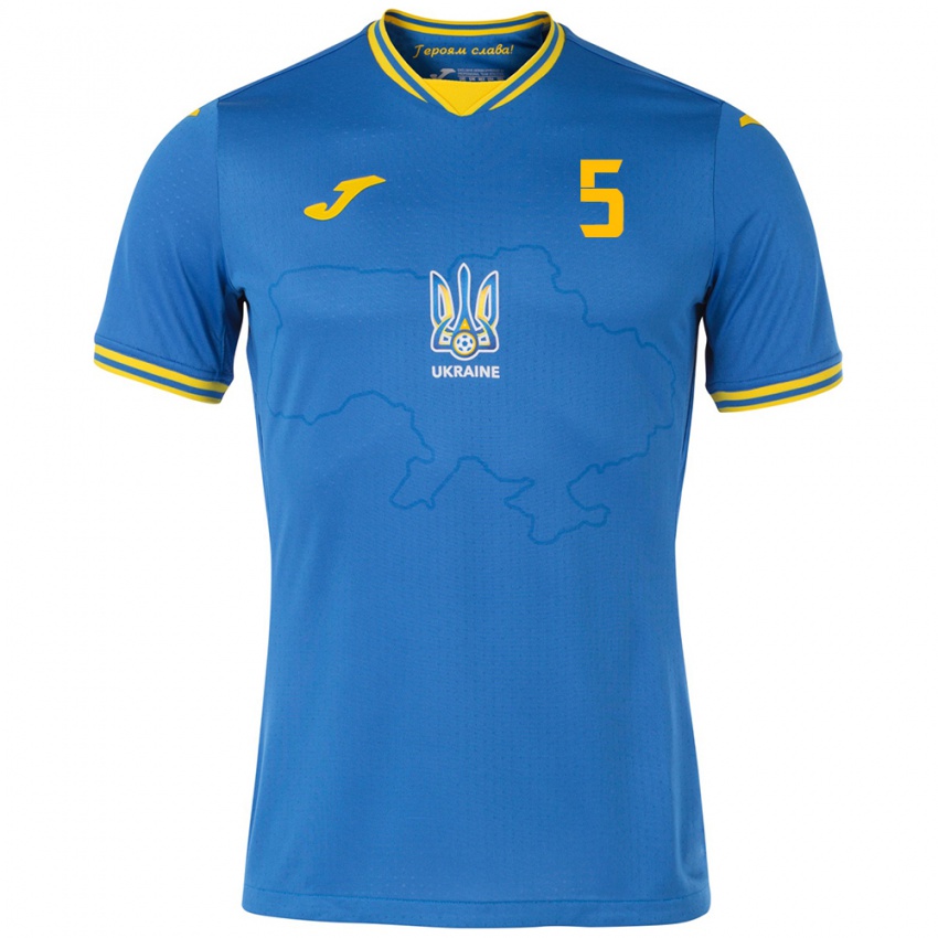 Kinder Ukraine Volodymyr Salyuk #5 Blau Auswärtstrikot Trikot 24-26 T-Shirt Österreich