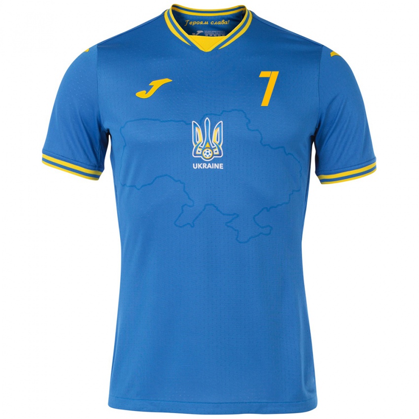 Kinder Ukraine Yevgeniy Pastukh #7 Blau Auswärtstrikot Trikot 24-26 T-Shirt Österreich