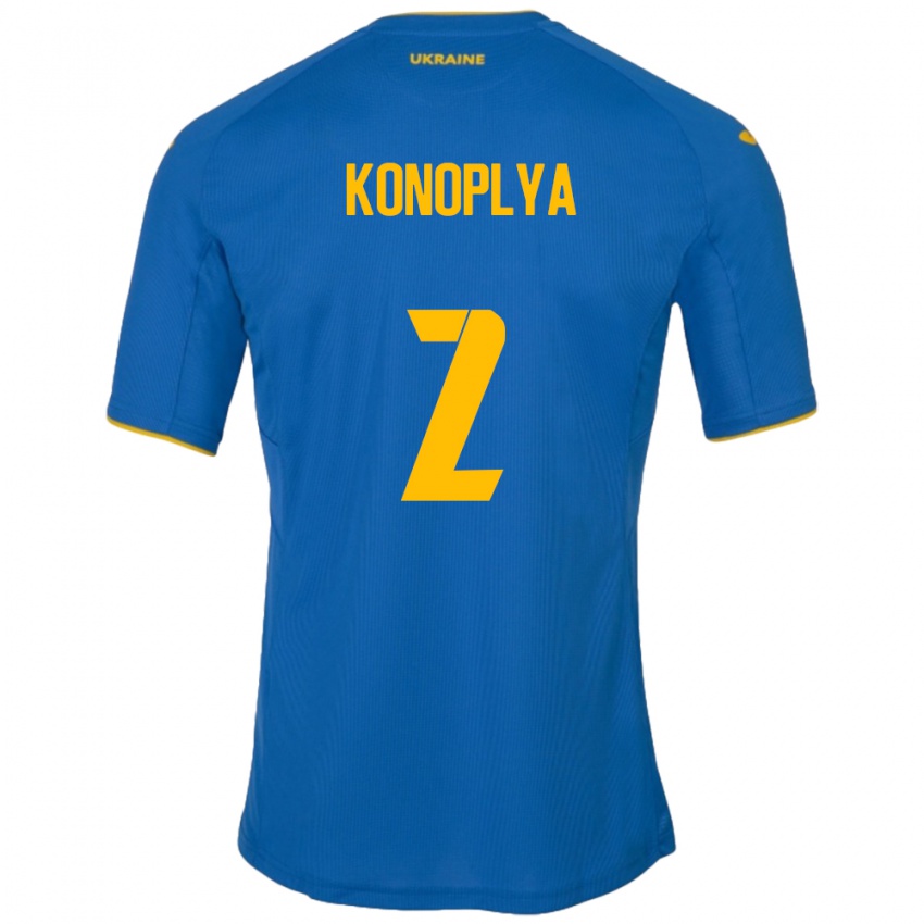 Kinder Ukraine Yukhym Konoplya #2 Blau Auswärtstrikot Trikot 24-26 T-Shirt Österreich