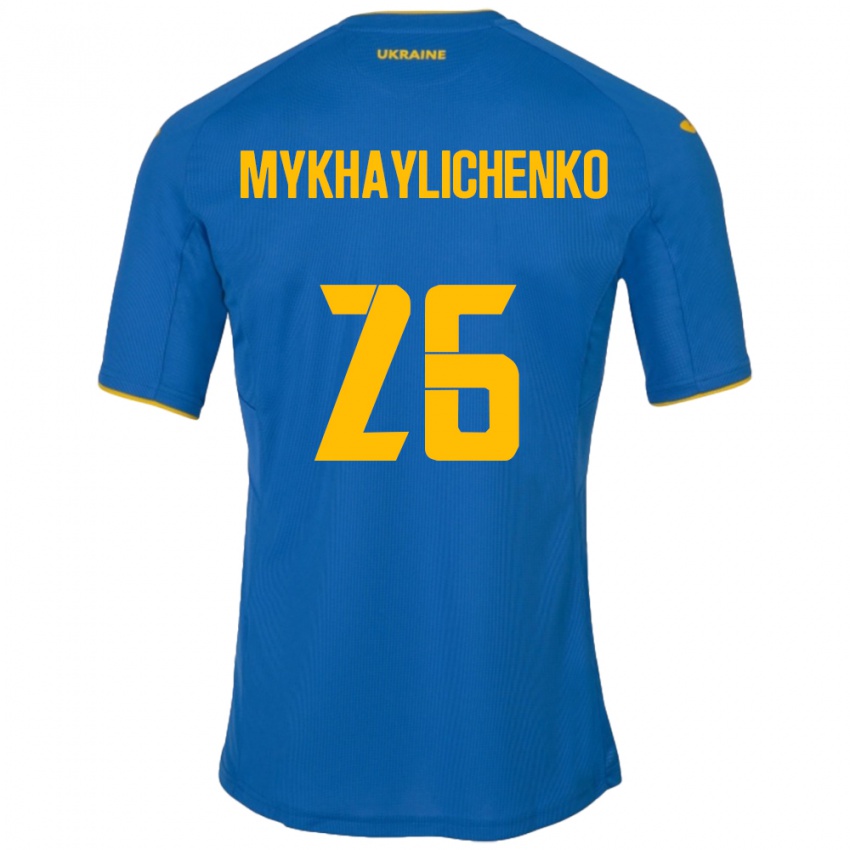 Kinder Ukraine Bogdan Mykhaylichenko #26 Blau Auswärtstrikot Trikot 24-26 T-Shirt Österreich