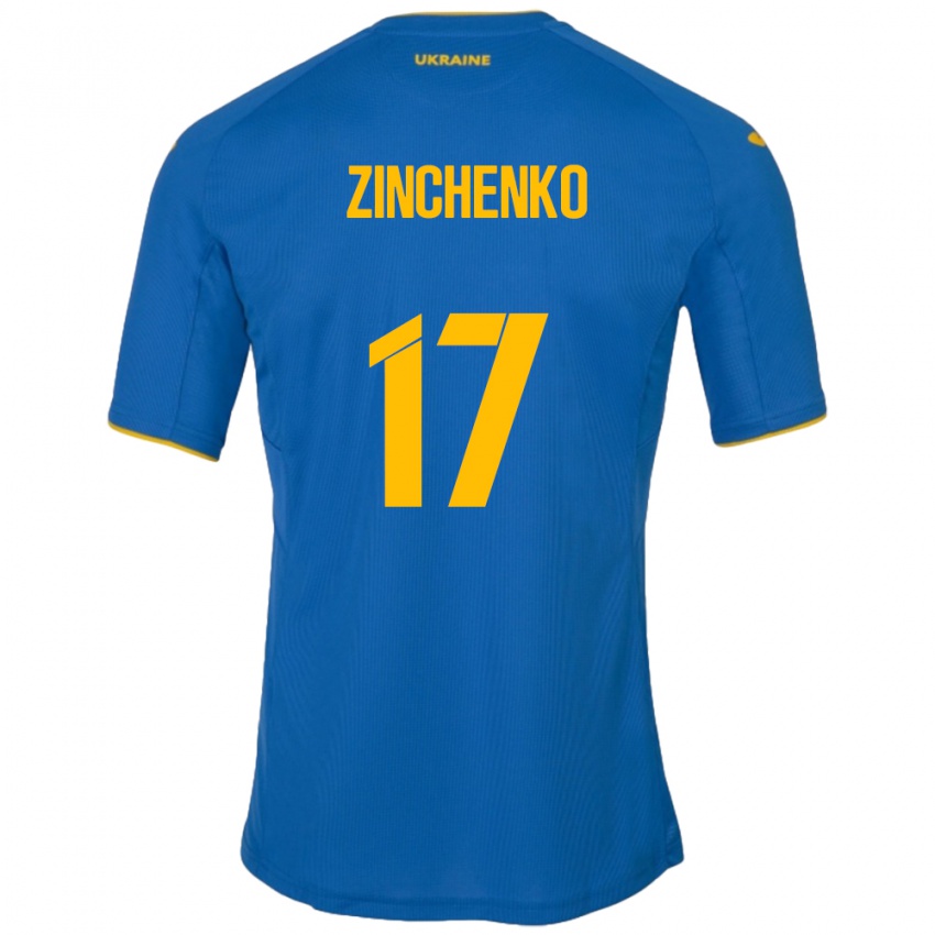 Kinder Ukraine Oleksandr Zinchenko #17 Blau Auswärtstrikot Trikot 24-26 T-Shirt Österreich