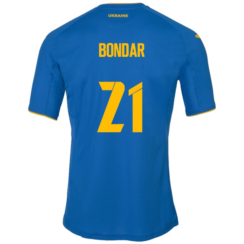 Kinder Ukraine Valeriy Bondar #21 Blau Auswärtstrikot Trikot 24-26 T-Shirt Österreich