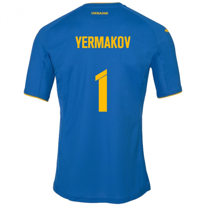 Kinder Ukraine Georgiy Yermakov #1 Blau Auswärtstrikot Trikot 24-26 T-Shirt Österreich