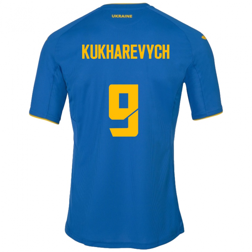 Kinder Ukraine Mykola Kukharevych #9 Blau Auswärtstrikot Trikot 24-26 T-Shirt Österreich