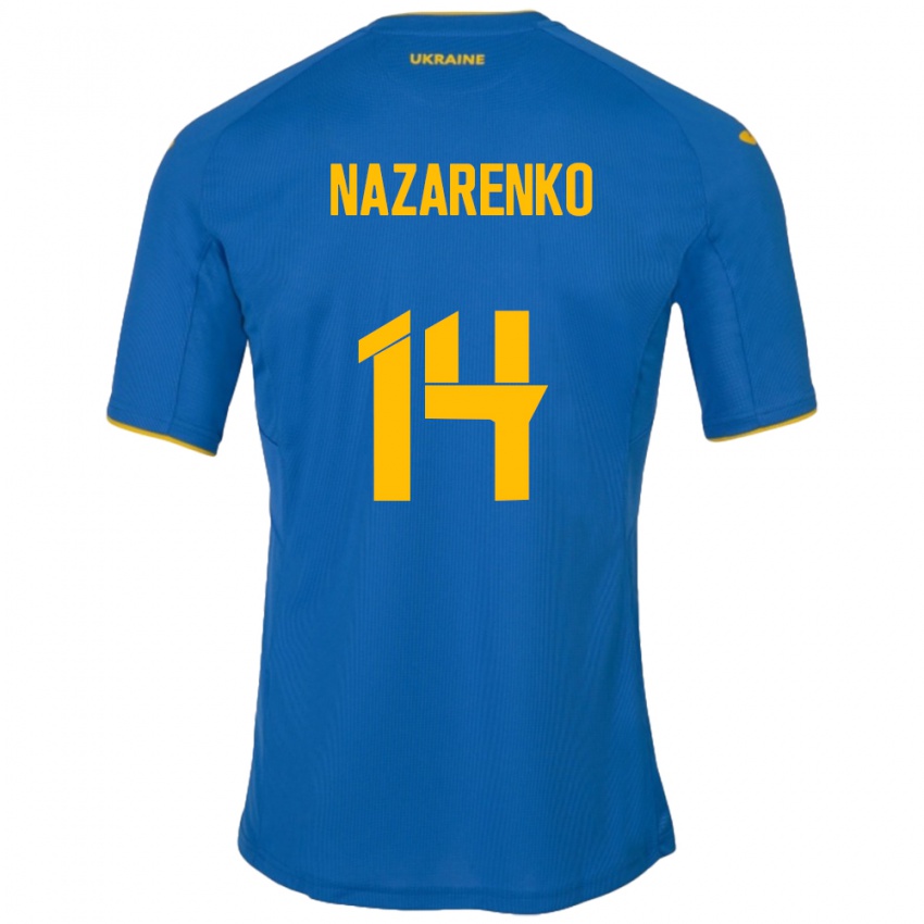 Kinder Ukraine Oleksandr Nazarenko #14 Blau Auswärtstrikot Trikot 24-26 T-Shirt Österreich